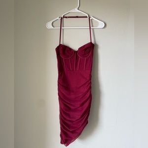 Red Corset Halter Top Mini Dress